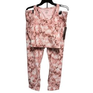 HARMONY BALANCE Activewear Workout 2pc Set Sports Bra & Leggings Blush Pink XL